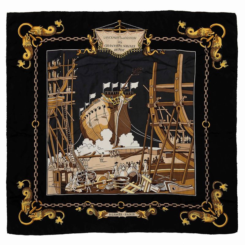 Hermès “Lancement d'un Vaisseau aux chantiers navals du roy” disegnato da Pierre Péron - 1965  - Asta Vintage, Gioielli e Orologi - Cambi Casa d'Aste