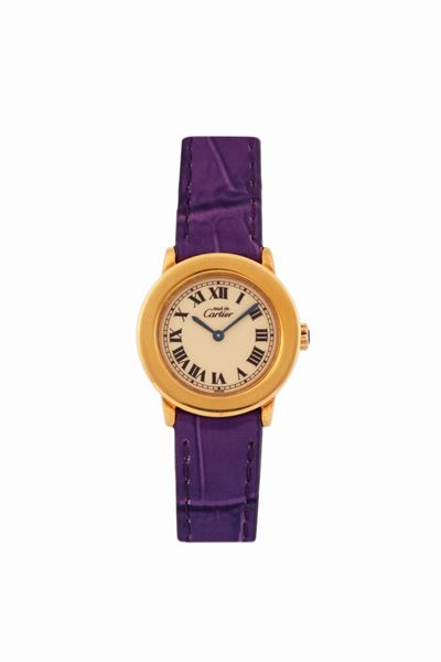 Cartier, Must De Cartier, Ref.1801.orologio da Polso, da Donna, Placcato Oro, al Quarzo, con Fibb...