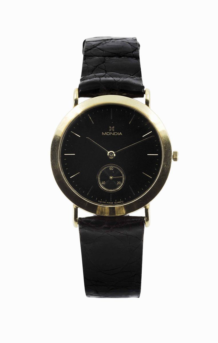 MONDIA, orologio da polso, in oro giallo 18K al quarzo. Realizzato nel 1990 circa  - Asta Vintage, Gioielli e Orologi - Cambi Casa d'Aste