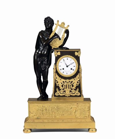 Pendola da Tavolo in Bronzo Dorato, Parigi, Choiselat Gallien, XIX Secolo