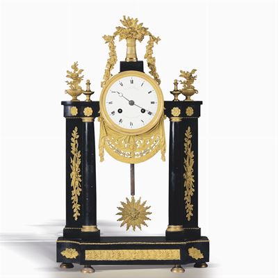 Pendola da Tavolo a Portico, Francia, Bazault a Chartres, Prima Metà XIX Secolo