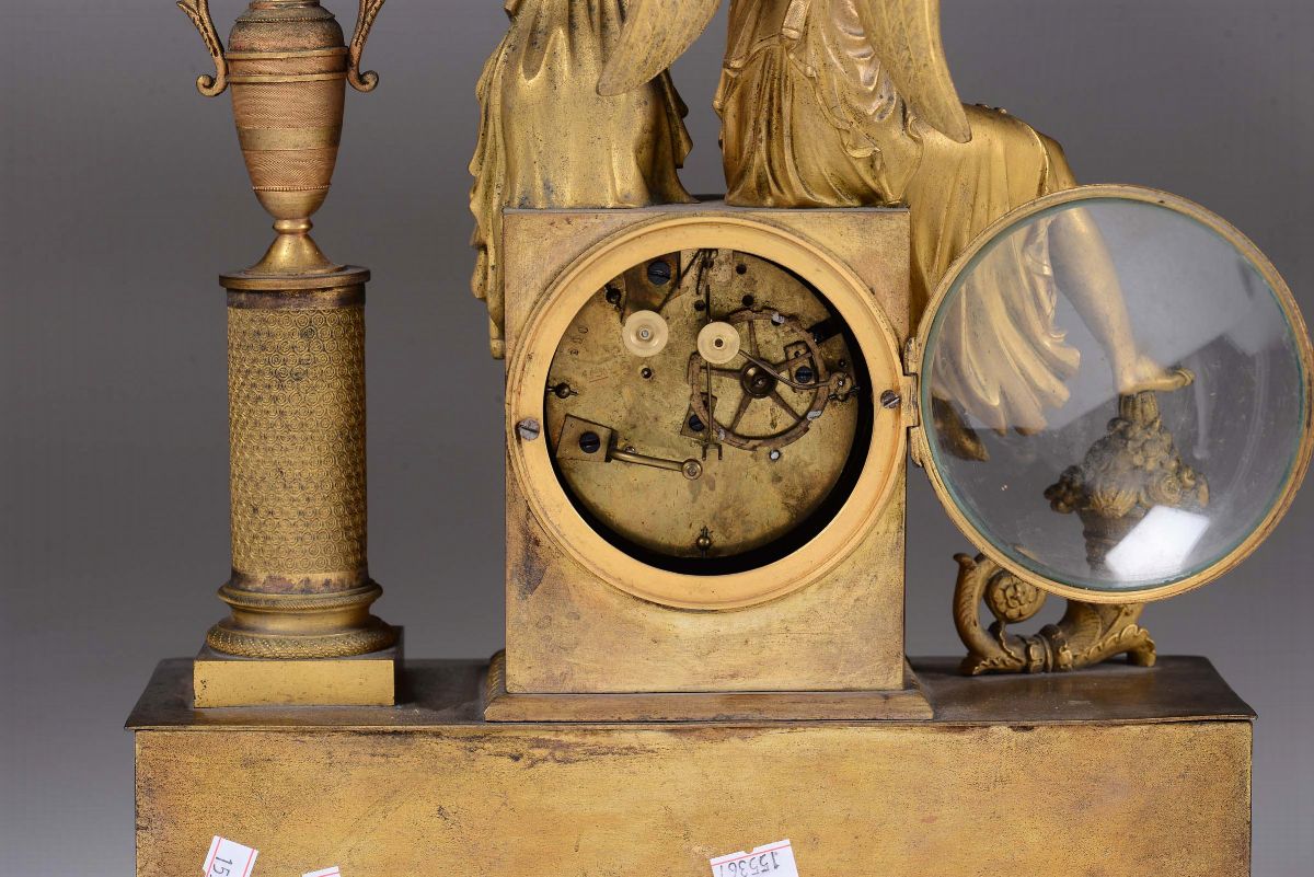 Pendola da Tavolo in Bronzo Dorato, Francia Carlo X