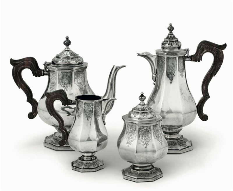 Servizio da tè e caffè in argento, XX secolo  - Asta Antiquariato - Cambi Casa d'Aste