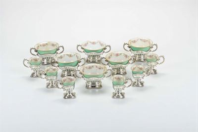 Servizio da Colazione in Argento e Porcellana,inghilterra, XX Secolo