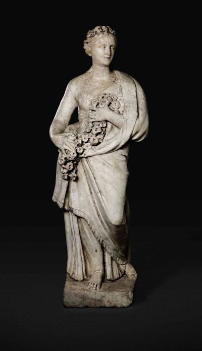 Allegoria della Primavera Marmo Bianco Scultore Barocco Toscano del XVIII Secolo