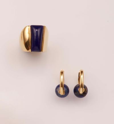 Lotto Composto da Anello ed Orecchini con Sodalite