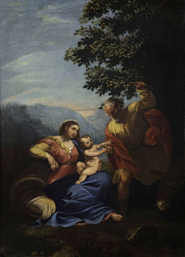Flaminio Allegrini (1587 - 1663) Riposo durante la fuga in Egitto