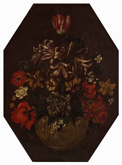 Scuola del XVII Secolocoppia di Nature Morte Floreali