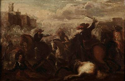 Jaques Courtois (saint Hyppolite 1621 - Roma 1676) Cerchia Discena di Battaglia