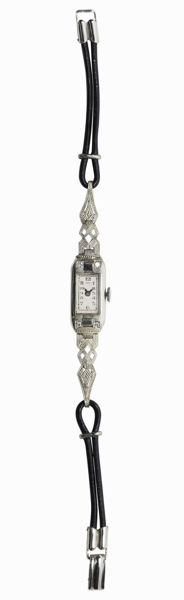 Orologio da polso, in oro bianco, stile Art Decò. Realizzato nel 1920 circa  - Auction Vintage, Jewels and Watches - Cambi Casa d'Aste