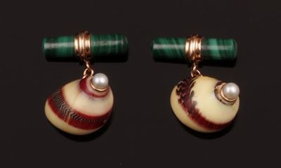Bottoni da Polso Conchiglia con Malachite