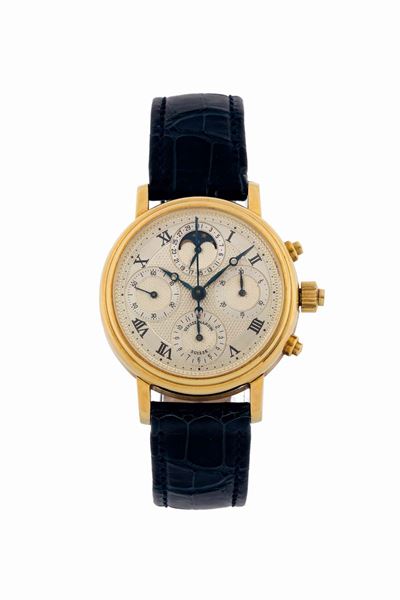Ulysse Nardin. Raro, Orologio da Polso, Cronografo Rattrappante, in Oro Giallo 18k con Fasi Lunar...