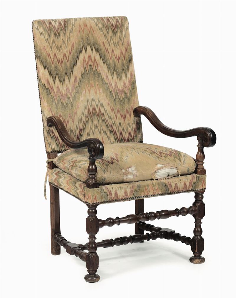 Poltrona in noce a rocchetto, XVIII secolo  - Auction Timed Fine Art - I - Cambi Casa d'Aste