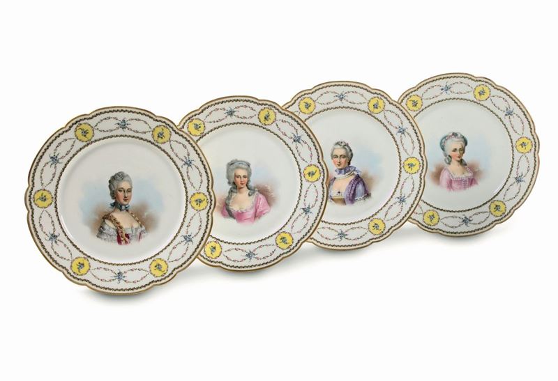 Quattro piatti Francia, fine del XIX secolo  - Auction Majolica and Porcelains - II - Cambi Casa d'Aste