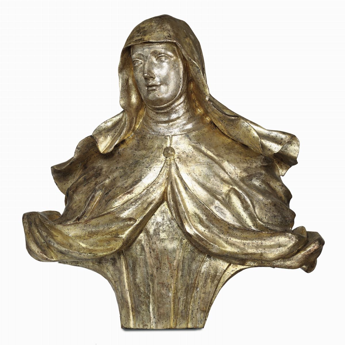 Coppia di Sculture in Legno Dorato e Argentato Raffiguranti Estasi di Santa Teresa D’avila, XVIII...