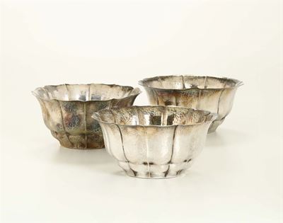 Tre Coppette in Argento, Argentiere F.lli Chiappe, Genova XX Secolo