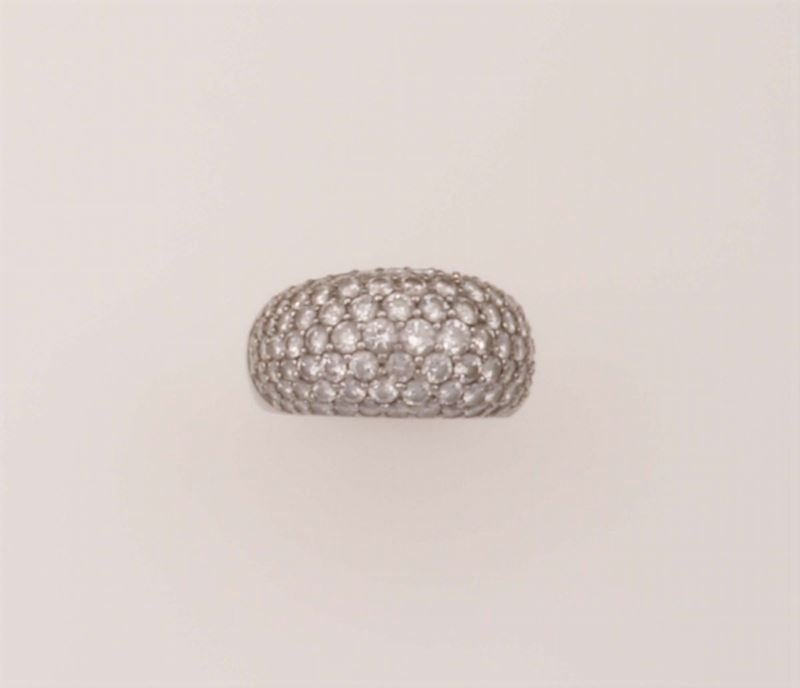 Diamond and platinum ring. Signed Tiffany & Co. Fitted case  - Auction Fine Jewels - Cambi Casa d'Aste