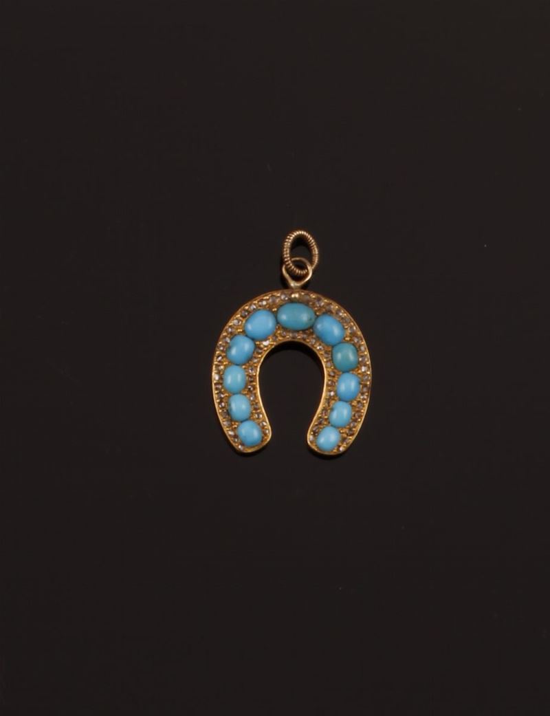 Turquoise pendant  - Auction Fine Coral Jewels - Cambi Casa d'Aste