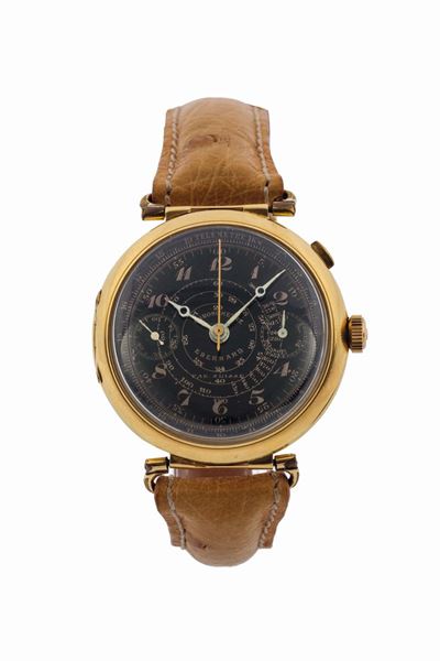Eberhard, Chronometre, Fab. Suisse. Orologio da Polso, Cronografo Monopulsante, in Oro Giallo 18k...