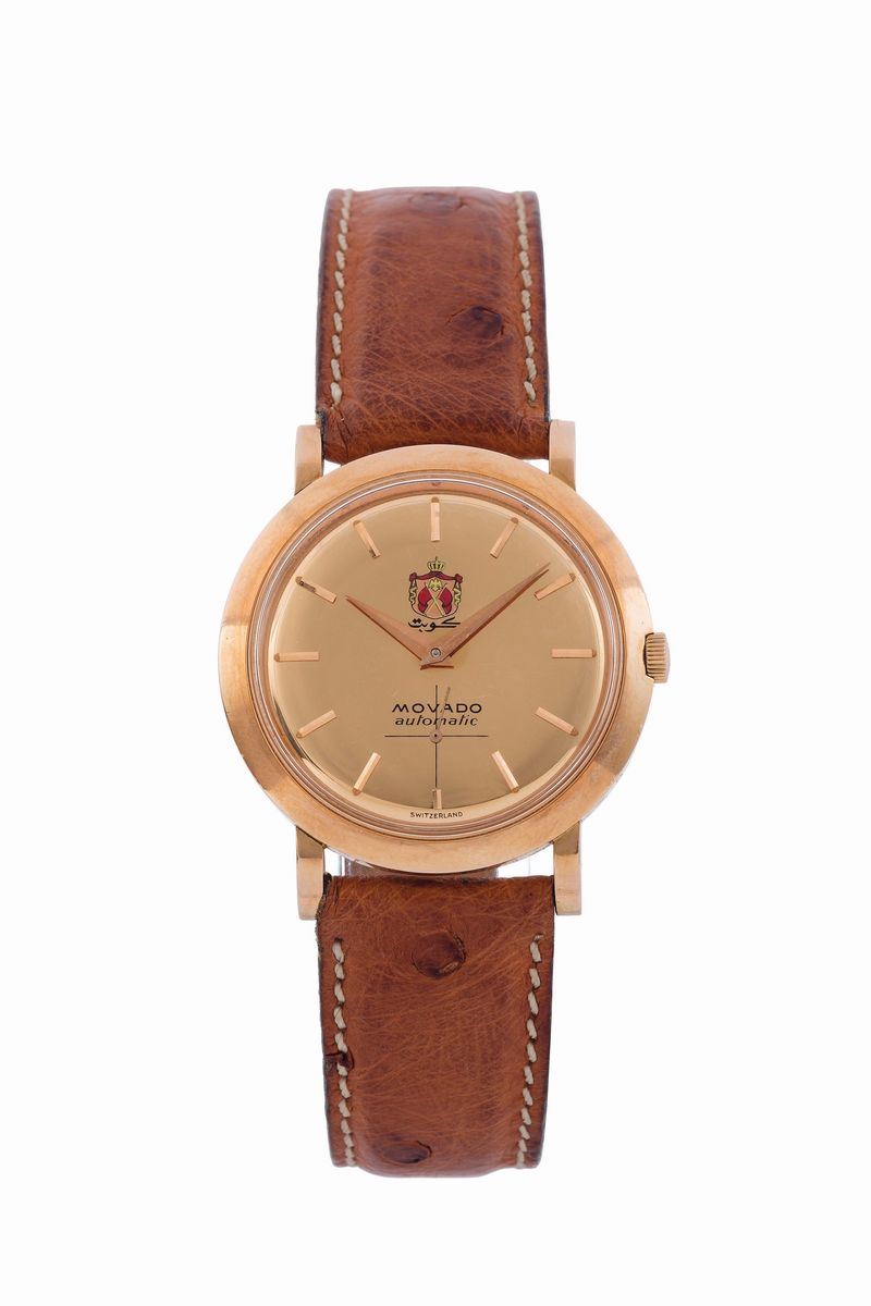 Movado, Automatic, Ref. R8483, self winding, 18K pink gold wristwatch with Jordanian crest. Made circa 1960  - Auction Watches and Pocket Watches - Cambi Casa d'Aste