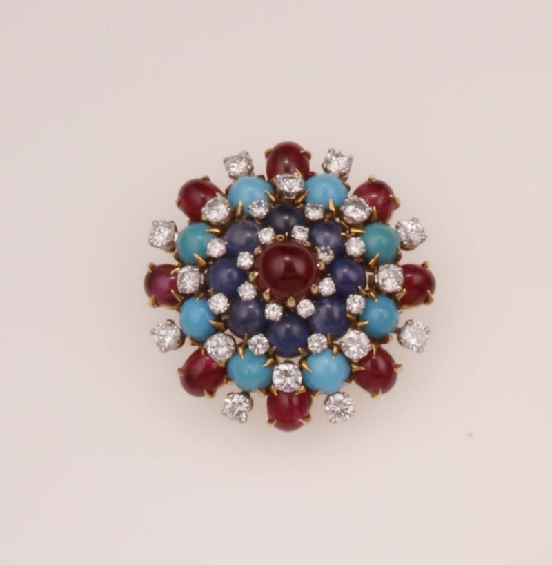 Diamond and gem-set brooch. Signed Bulgari  - Auction Fine Jewels - Cambi Casa d'Aste