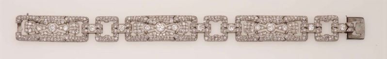 Art Deco-style platinum bracelet set with diamond  - Auction Fine Jewels - Cambi Casa d'Aste