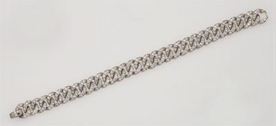 Bracciale a Maglia Gourmette con Pavé di Diamanti