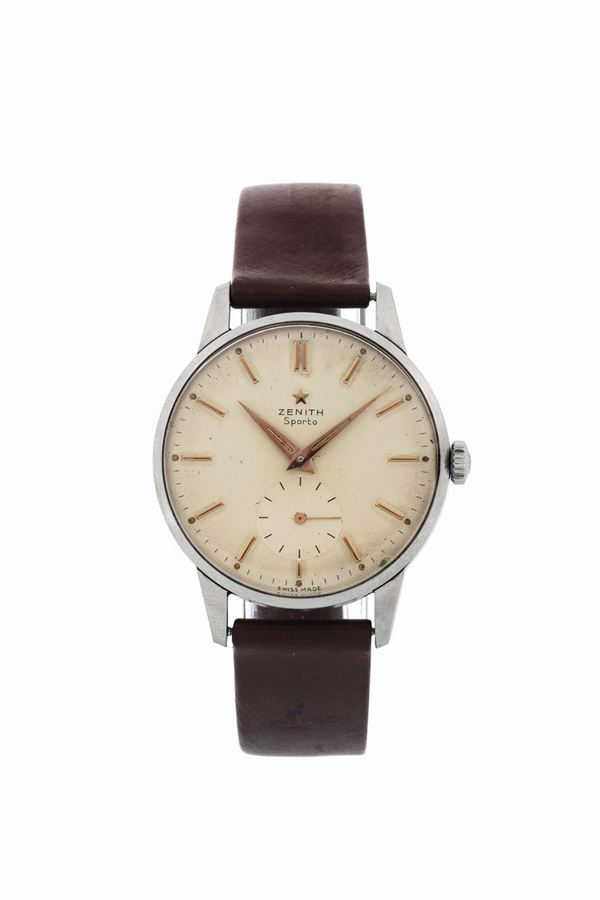 ZENITH, SPORTO, case No.9495555.  Fine, stainless steel wristwatch with original buckle. Made in the 1950s
