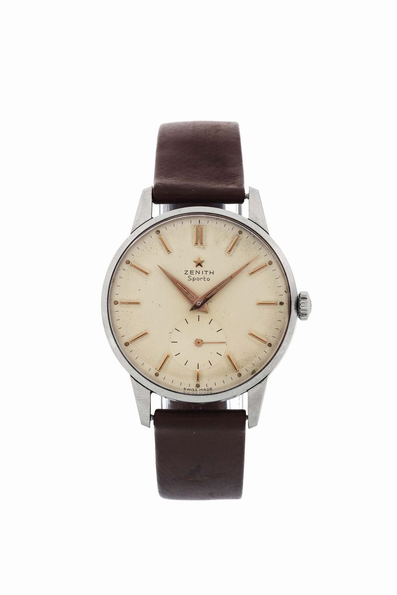 ZENITH, SPORTO, case No.9495555.  Fine, stainless steel wristwatch with original buckle. Made in the 1950s  - Auction Watches and Pocket Watches - Cambi Casa d'Aste