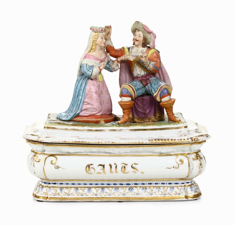 Grande scatola porta guanti Francia, metà del XIX secolo  - Asta Maioliche e Porcellane - II - Cambi Casa d'Aste