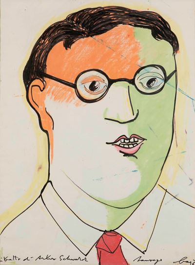 Enrico Baj (1924-2003)ritratto di Arturo Schwarz, 1964