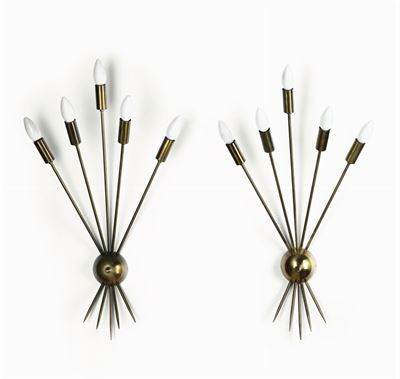 Coppia di Appliques con Struttura in Ottone.