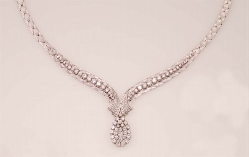 Brilliant-cut diamond and gold necklace  - Auction Fine Jewels - Cambi Casa d'Aste