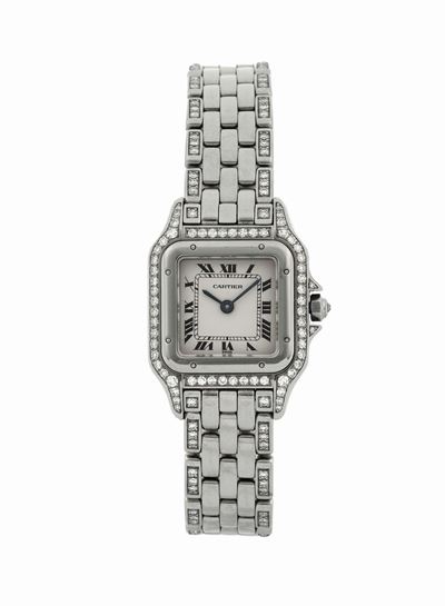 Cartier, Panthere. Orologio da Polso, di Forma Quadrata, in Oro Bianco 18k, da Donna, al Quarzo, ...
