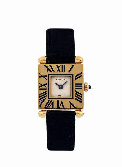 Cartier, Paris, Tank Obus. Raro, Orologio da Polso, di Forma Quadrata, in Oro Giallo 18k, al Quar...