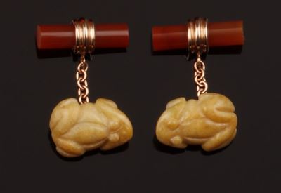 Bottoni da Polso Rana Giadeite Gialla e Corniola