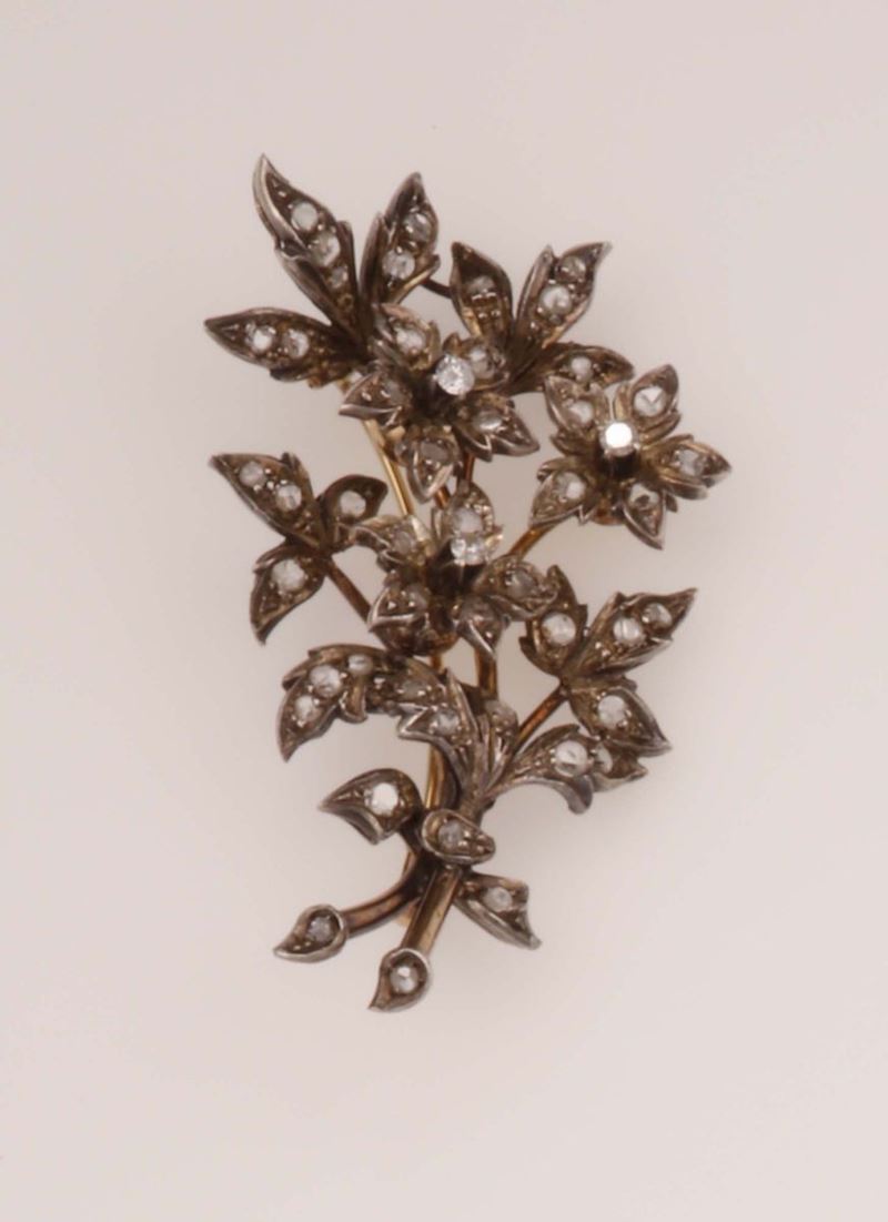 Old-cut diamond en tramblant brooch  - Auction Fine Jewels - Cambi Casa d'Aste