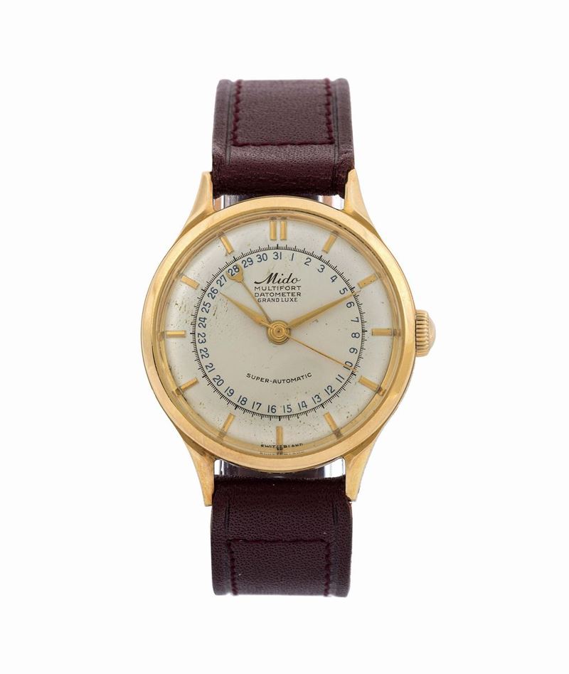 Mido, Multifort Datometer Grand Luxe, Super Automatic. Fine, self-winding, 14K yellow gold wristwatch with calendar. Made circa 1960  - Auction Watches and Pocket Watches - Cambi Casa d'Aste