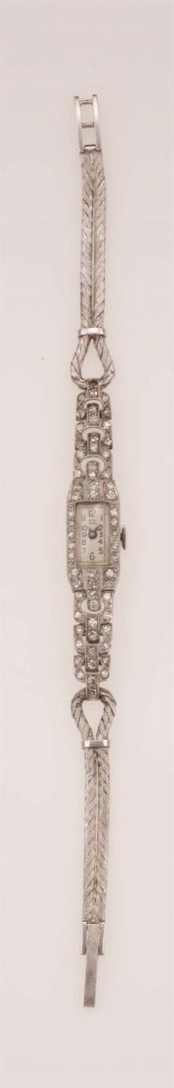 A lady's platinum and diamond watch  - Auction Fine Jewels - Cambi Casa d'Aste