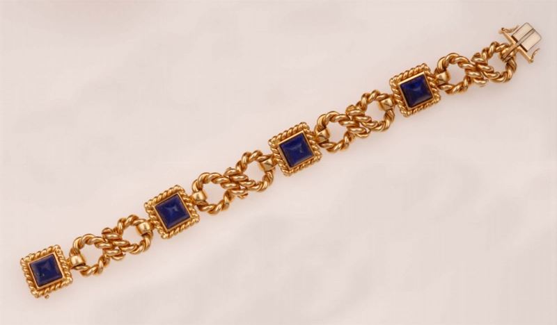 Gold and lapis lazuli bracelet. Signed Weingrill  - Auction Fine Jewels - Cambi Casa d'Aste