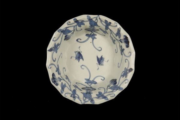A white and blue porcelain bowl with crickets, Japan, XIX century