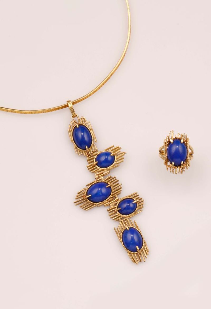 Sforza. Parure composta da girocollo ed anello con lapislazzuli  - Auction Vintage, Jewels and Watches - Cambi Casa d'Aste