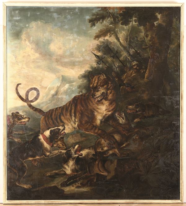Angelo Maria Crivelli detto il Crivellone - Angelo Maria Crivelli detto il Crivellone (Milano ?-1730 circa) Caccia alla tigre
