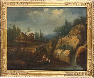 Antonio Diziani (1737-1797), Attribuito Apaesaggio con Figure