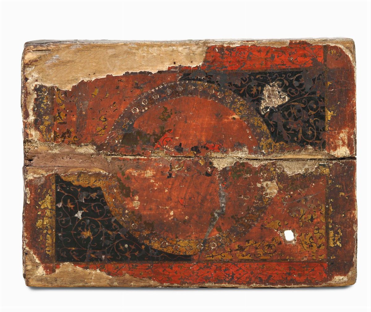 Raro Reliquiario a Tabella con Immagine di Santa Apollonia (?) su Fondo Oro. Arte Italiana del XV...