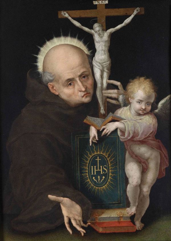 Durante Alberti (1556 - 1623) San Bernardino da Siena con un angelo