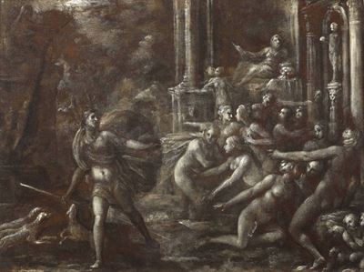 Francesco Furini (firenze 1603-1646)diana con le Ninfe Sorprese da Atteone