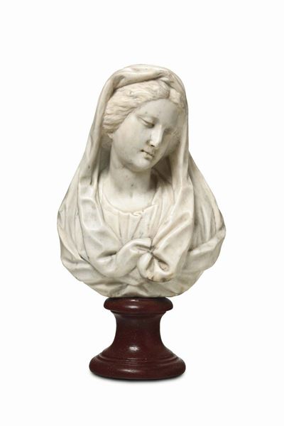 Vergine Annunciata in Marmo. Arte Barocca (toscana?) del XVII Secolo