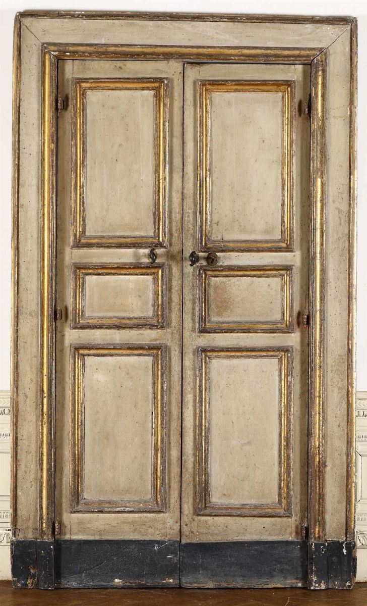 Porta laccata a due ante, Napoli seconda metà XVIII secolo  - Asta Antiquariato - I - Cambi Casa d'Aste