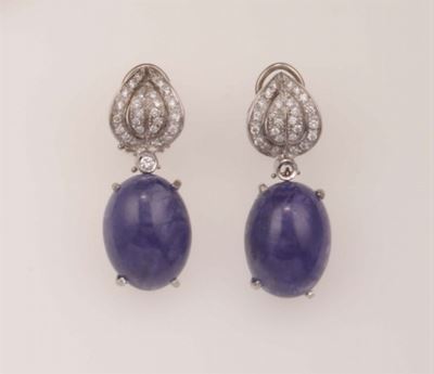 Orecchini Pendenti con Tanzanite e Diamanti